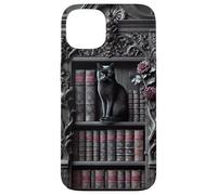 Carcasa para iPhone 13 Biblioteca gótica de Gato Negro Dark Academia estantería Vintage