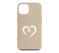Carcasa para iPhone 13 Blanco Arena Tan Mano Dibujado Corazón Lindo Estética