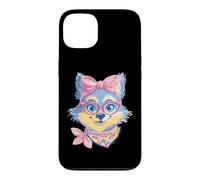 Carcasa para iPhone 13 Blue Fox Retrato Animal Lover Graphic Pink Glasses Bow