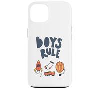 Carcasa para iPhone 13 Boys Rule Bold Rocket Sock Shoe Globo Colores