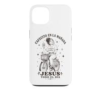 Carcasa para iPhone 13 Cafecito en la Mañana Jesús Todo el Día Cristiana