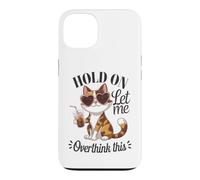 Carcasa para iPhone 13 Calico Cat se aferra a Pensar Demasiado en Este Amante del café