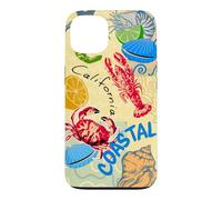 Carcasa para iPhone 13 California Coastal Seafood Collage Retro Beach Food Art