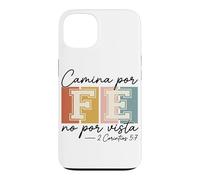 Carcasa para iPhone 13 Camina por Fe Christian Español Fe Escritura Biblia Versículo