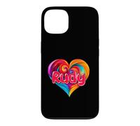 Carcasa para iPhone 13 Camiseta Colorida con Nombre I Heart Love Rudy