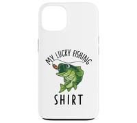 Carcasa para iPhone 13 Camiseta de Pesca Divertida para niños My Lucky Fishing-Shirt Bass Fish