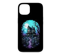 Carcasa para iPhone 13 Casa embrujada Luna de Sangre Arte de Grabado en Madera