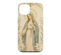 Carcasa para iPhone 13 Católica Virgen María Floral Oración Arte Mirada Devocional