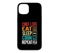 Carcasa para iPhone 13 Chef Life Eat Cook Repeat Funny Cooking Chefs Lover