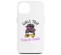 Carcasa para iPhone 13 Chicas a Juego Viaje Praia Do Camilo Portugal Moño de Pelo desordenado