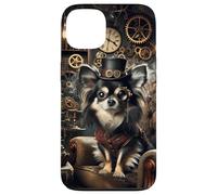 Carcasa para iPhone 13 Chihuahua de Pelo Largo Steampunk Científico Loco