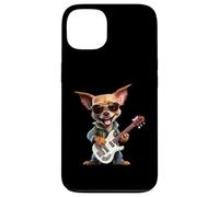 Carcasa para iPhone 13 Chihuahua Rocker Dog Guitarra Eléctrica