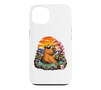 Carcasa para iPhone 13 Chill Capybara Hot Spring Sunset Retro Funny Summer
