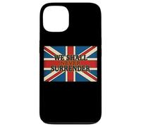 Carcasa para iPhone 13 Cita de Union Jack We Shall Never Surrender Churchill