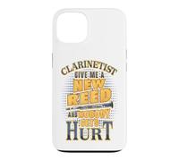 Carcasa para iPhone 13 Clarinetista Dame una caña Nueva y Nadie se lastima Humor