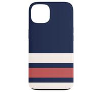 Carcasa para iPhone 13 Classic Navy Red White Horizontal Stripes Chic Pattern