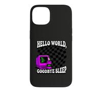 Carcasa para iPhone 13 Coder Hello World Goodbye Sleep Computer Science Retro