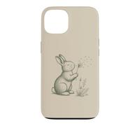 Carcasa para iPhone 13 Conejo Amantes Soplando Diente De León Naturaleza Cottagecore Gráfico