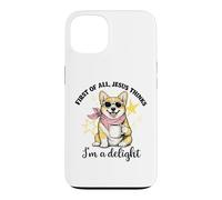 Carcasa para iPhone 13 Corgi En Primer Lugar, Jesús Piensa Que Soy una Delicia de Las Mujeres de la Iglesia