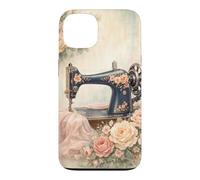 Carcasa para iPhone 13 Costurera Floral Vintage Máquina de Coser