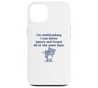 Carcasa para iPhone 13 Cute Cat Multitasking Puedo Escuchar Ignorar Y Olvidar