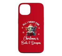 Carcasa para iPhone 13 Cute Dragon Book For All I Want Christmas is Books & Dragons
