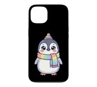 Carcasa para iPhone 13 Cute Kawaii Penguin Rainbow Beanie Scarf Winter