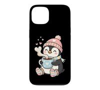 Carcasa para iPhone 13 Cute Penguin Hot Cocoa Winter Beanie Scarf Socks