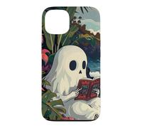 Carcasa para iPhone 13 Cute Spooky Ghost Reading Book Summer Tropical Beach Reader