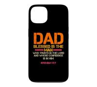 Carcasa para iPhone 13 Dad Blessed is The Man Christian Jeremiah 17:7 Cita bíblica