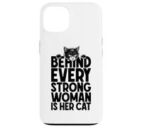 Carcasa para iPhone 13 Detrás de Cada Mujer Fuerte está su Amante de los Gatos Dueño Cita Divertida