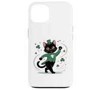 Carcasa para iPhone 13 Día de San Patricio Gato con Esmoquin Día de San Patricio irlandés