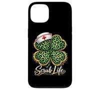 Carcasa para iPhone 13 Día de San Patricio Nurse Scrub Life Leopard Shamrock