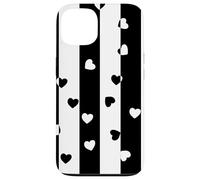 Carcasa para iPhone 13 Día de San Valentín Negro Blanco Rayas Verticales corazón Minimalista