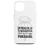 Carcasa para iPhone 13 Dios es mi Paraguas en Medio de la tormenta