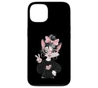 Carcasa para iPhone 13 Diseño de Gafas Rosas con diseño de gatita Kawaii, guiñando un Ojo de la Paz