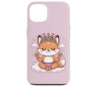 Carcasa para iPhone 13 Diseño de Mandala en Postura de Loto para atención Plena, Lindo Zorro de Yoga