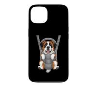 Carcasa para iPhone 13 Divertido Cachorro de San Bernardo en un portabebés. Amante de los Perros