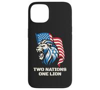 Carcasa para iPhone 13 Dos Naciones Un León - Diseño Patriótico de Estados Unidos Israel