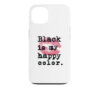 Carcasa para iPhone 13 El Negro es mi Color Feliz con Besos de Labios Rosados