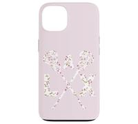 Carcasa para iPhone 13 Floral Lacrosse Crossed Sticks LAX Girly Lavanda Pink Head