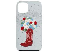 Carcasa para iPhone 13 Flores de Botas de Vaquero del 4 de Julio