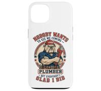 Carcasa para iPhone 13 Fontanero Divertido Nadie Quiere verme Venir Bulldog Plumbing