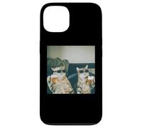 Carcasa para iPhone 13 Foto Retro de Gatos con Cerveza Divertida, Divertida Fiesta de Gatos enfriados con Alcohol