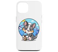 Carcasa para iPhone 13 Funny Boba Bubble Tea Cherry Sakura Blue Merle Corgi Lover