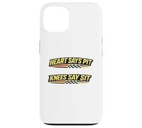 Carcasa para iPhone 13 Funny Racing Humor Heart Dice Pit Knees Say Sit Race Broma