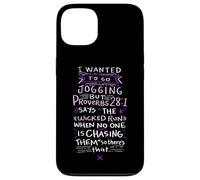 Carcasa para iPhone 13 Funny Saying - I Wanted To Go Jogging But Proverbs 28:1