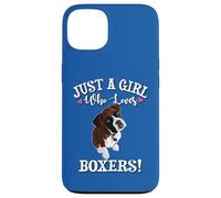 Carcasa para iPhone 13 Funny Womens Kids Just A Girl Who Loves Boxer Dog Lover