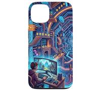 Carcasa para iPhone 13 Futurista Cyberpunk PC Gamer y Retro Pixel Art RPG Fantasía