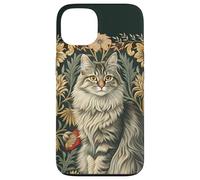 Carcasa para iPhone 13 Gato Maine Coon Vintage Estilo William Morris
